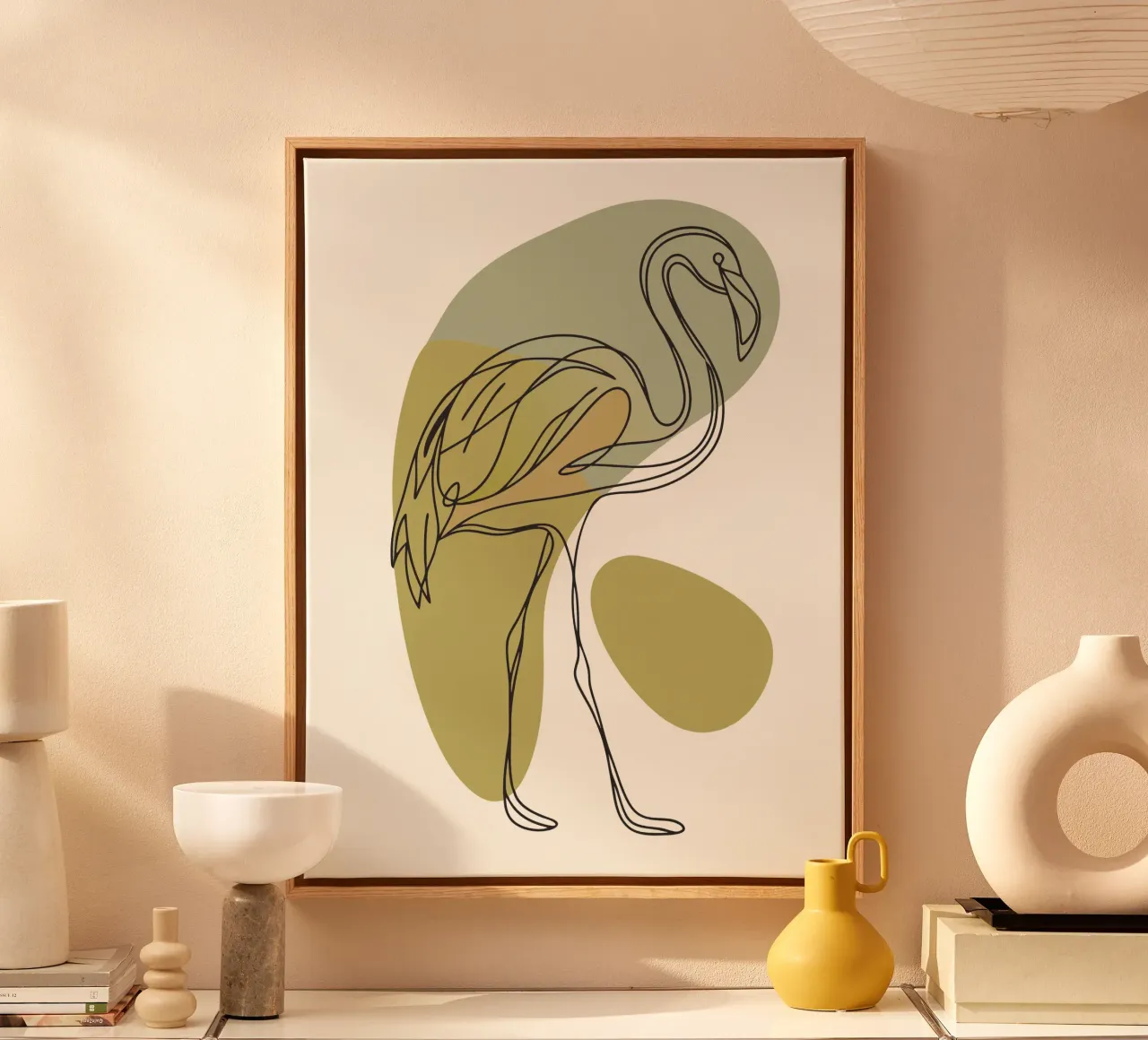Minimalist Flamingo canvas with Floater frame by RELAXING TOUCH