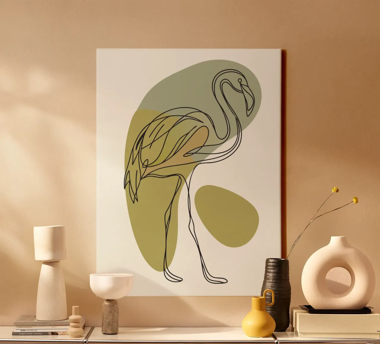 Minimalist Flamingo canvas with Floater frame by RELAXING TOUCH