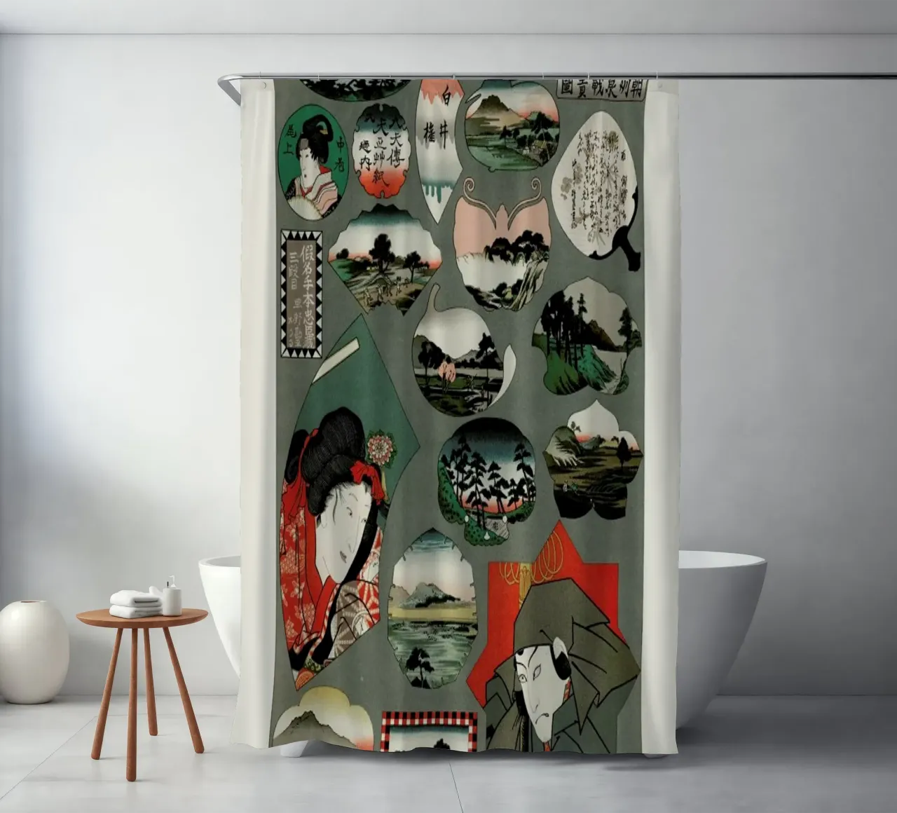 Racinet -  Japanese Ornamental Pattern II shower curtain by Vintage by JUNIQE