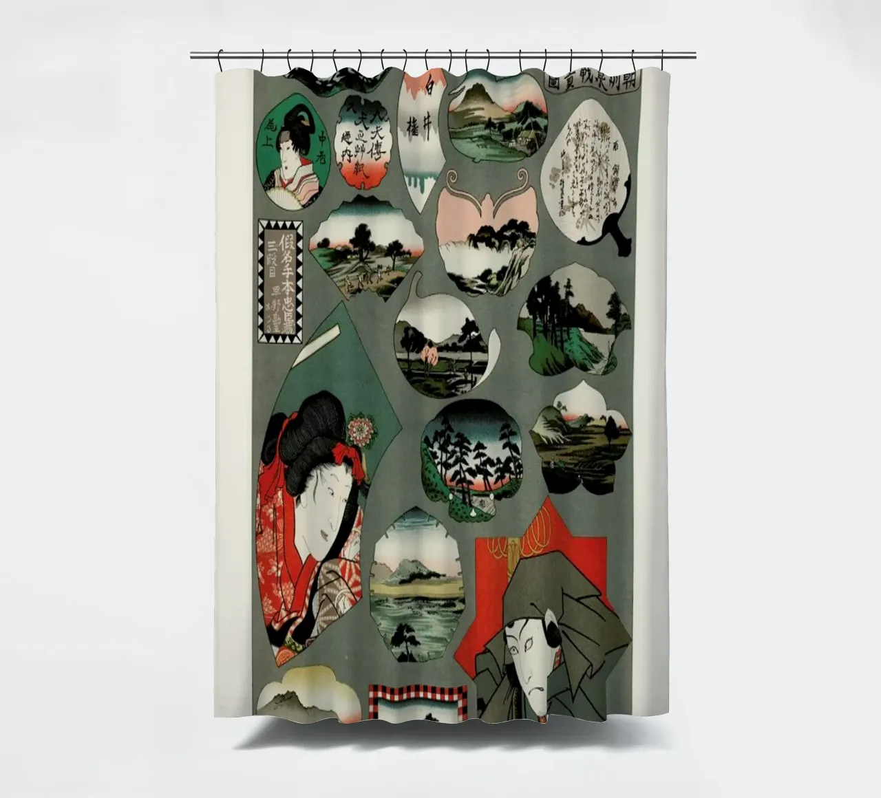 Racinet -  Japanese Ornamental Pattern II shower curtain by Vintage by JUNIQE