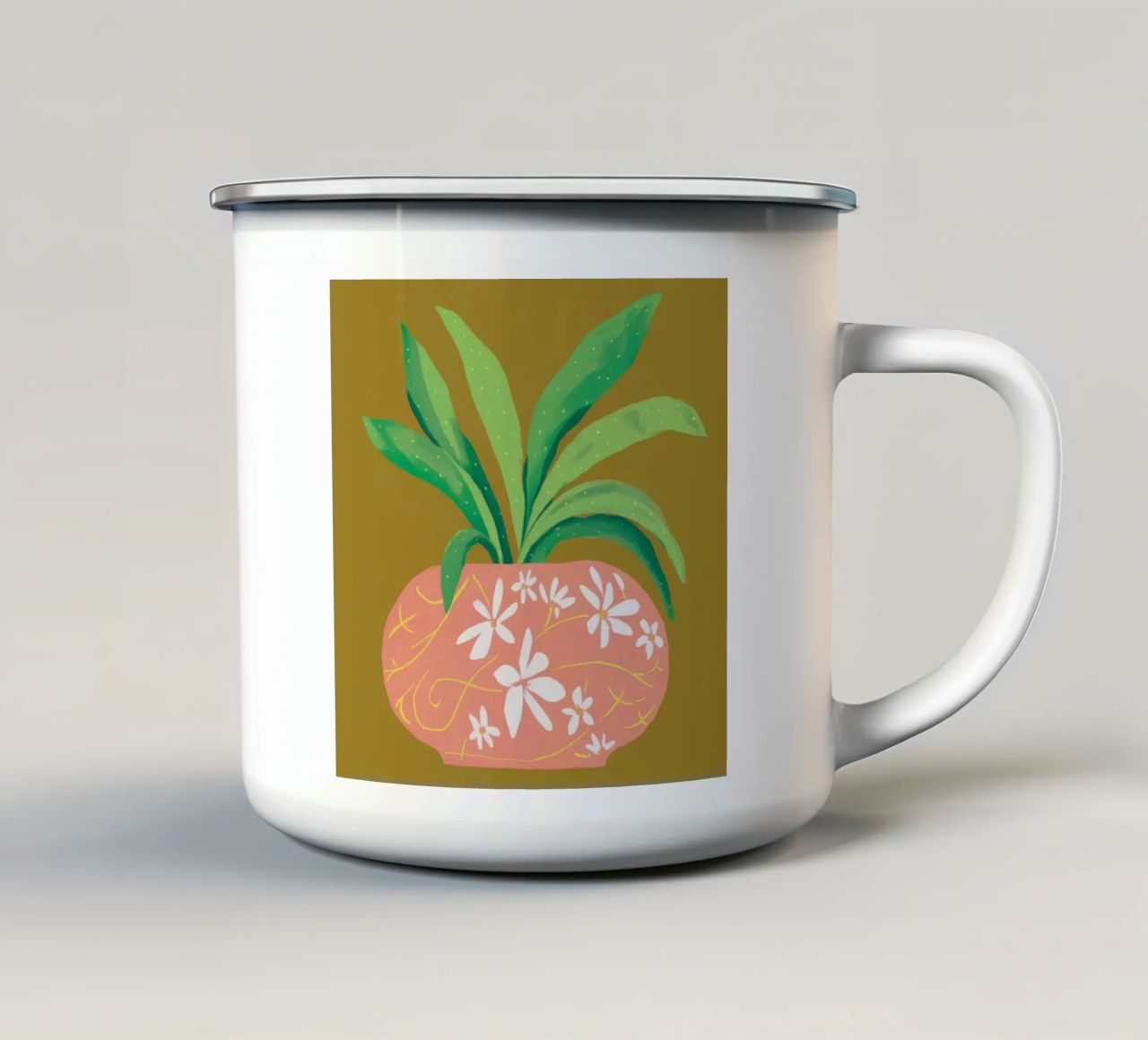 Verdure in vaso rosa tazza in smalto da Lumie Layers
