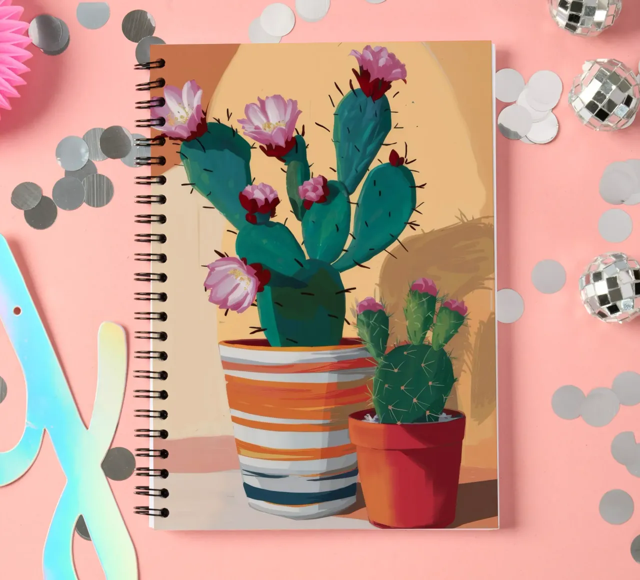 Cactus Bloom Duo spiral notebook by Lumie Layers
