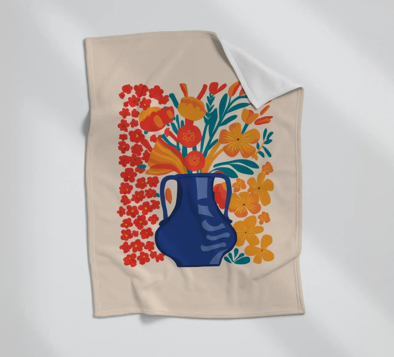 Red Bloom Contrast fleece blanket by Lumie Layers