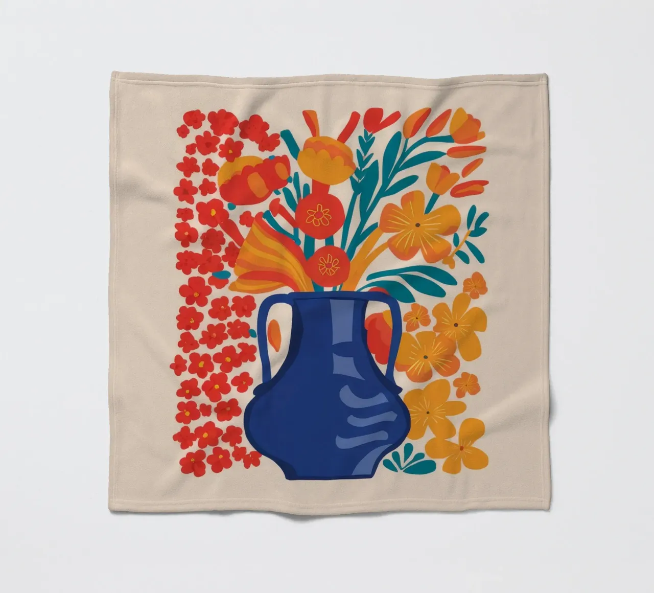 Red Bloom Contrast fleece blanket by Lumie Layers
