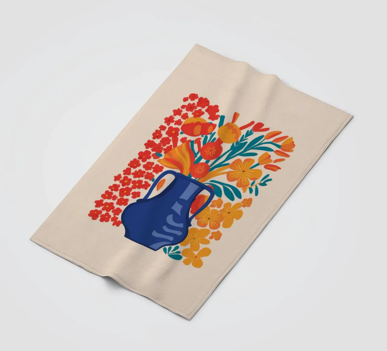 Red Bloom Contrast fleece blanket by Lumie Layers
