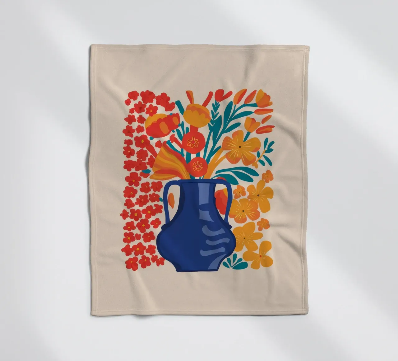 Red Bloom Contrast fleece blanket by Lumie Layers