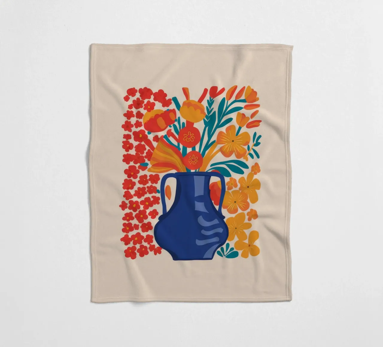 Red Bloom Contrast fleece blanket by Lumie Layers
