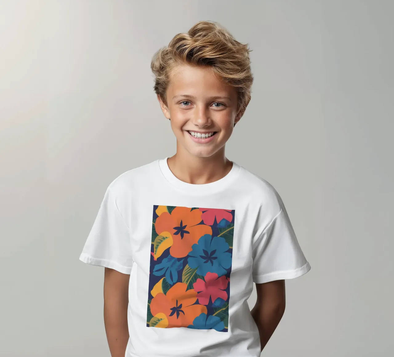 Tropical Floral Burst kids t-shirt by Lumie Layers