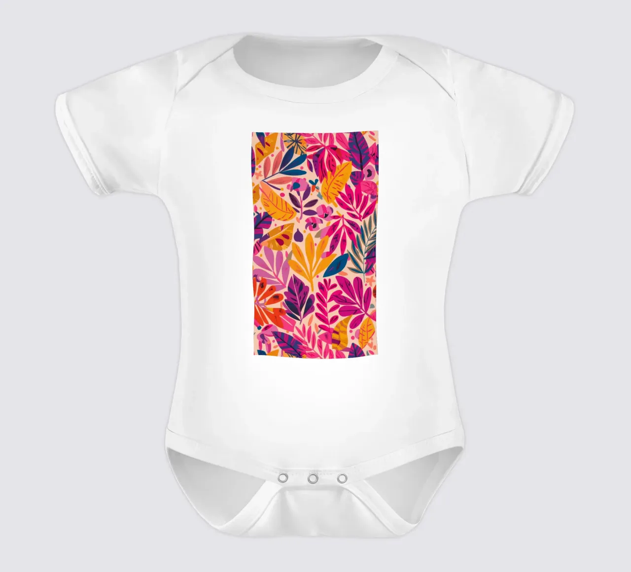 Fiesta floreale fucsia body neonato maniche corte da Grande Serene
