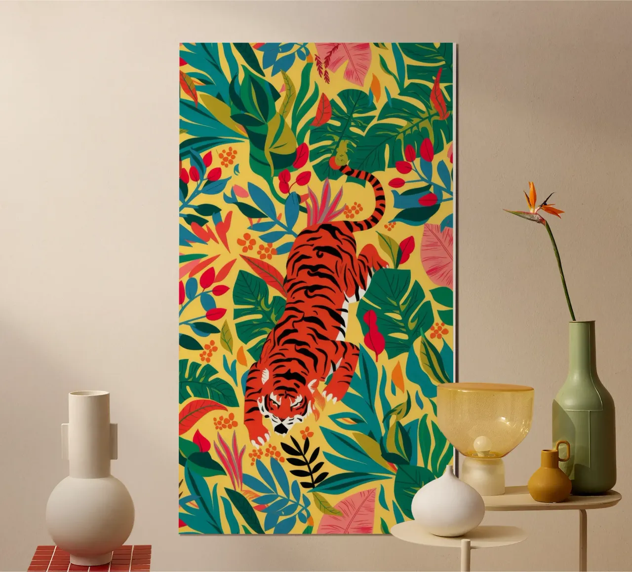 Lo sguardo della tigre nella giungla poster con telaio in alluminio da Grande Serene