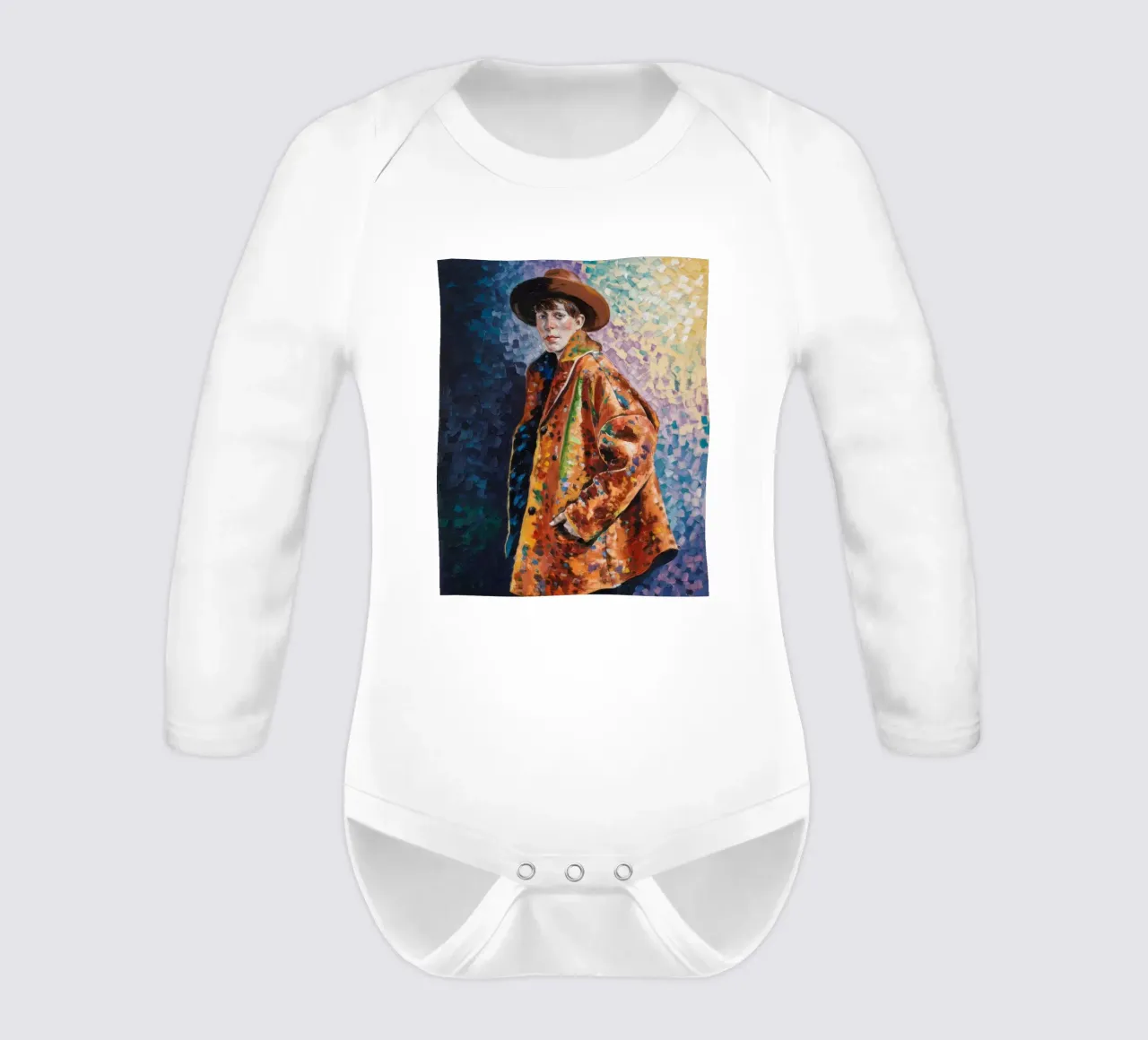 Mosaic Muse Contemplation long-sleeve baby romper by Lush Essence