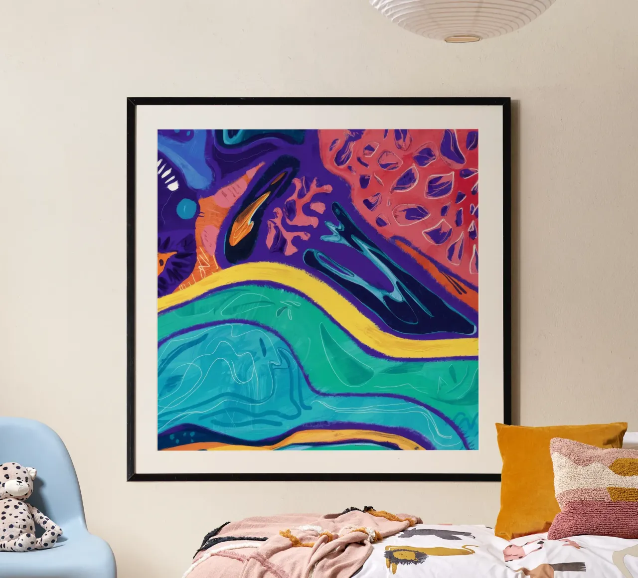 Sogni vibranti e fluidi poster con telaio in legno da Vivid Reverie