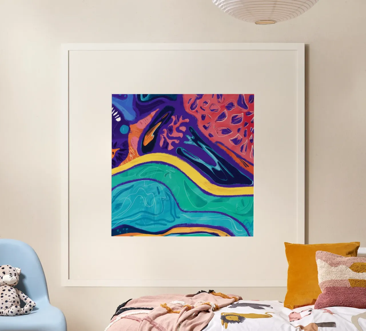 Sogni vibranti e fluidi poster con telaio in legno da Vivid Reverie