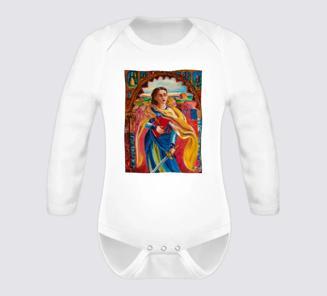 Regal Saintly Aura long-sleeve baby romper by Lush Essence