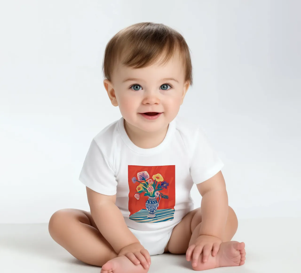 Chinoiserie Bloom Bright body neonato maniche corte da Lumie Layers