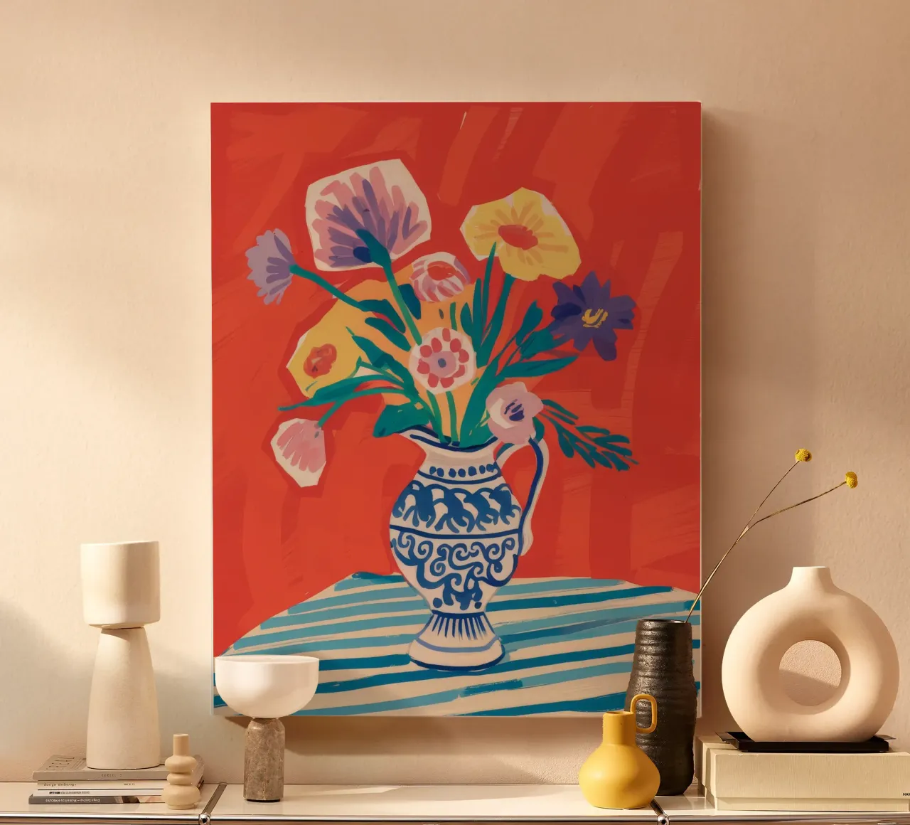 Chinoiserie Bloom Bright tela con Cornice a cassetta da Lumie Layers