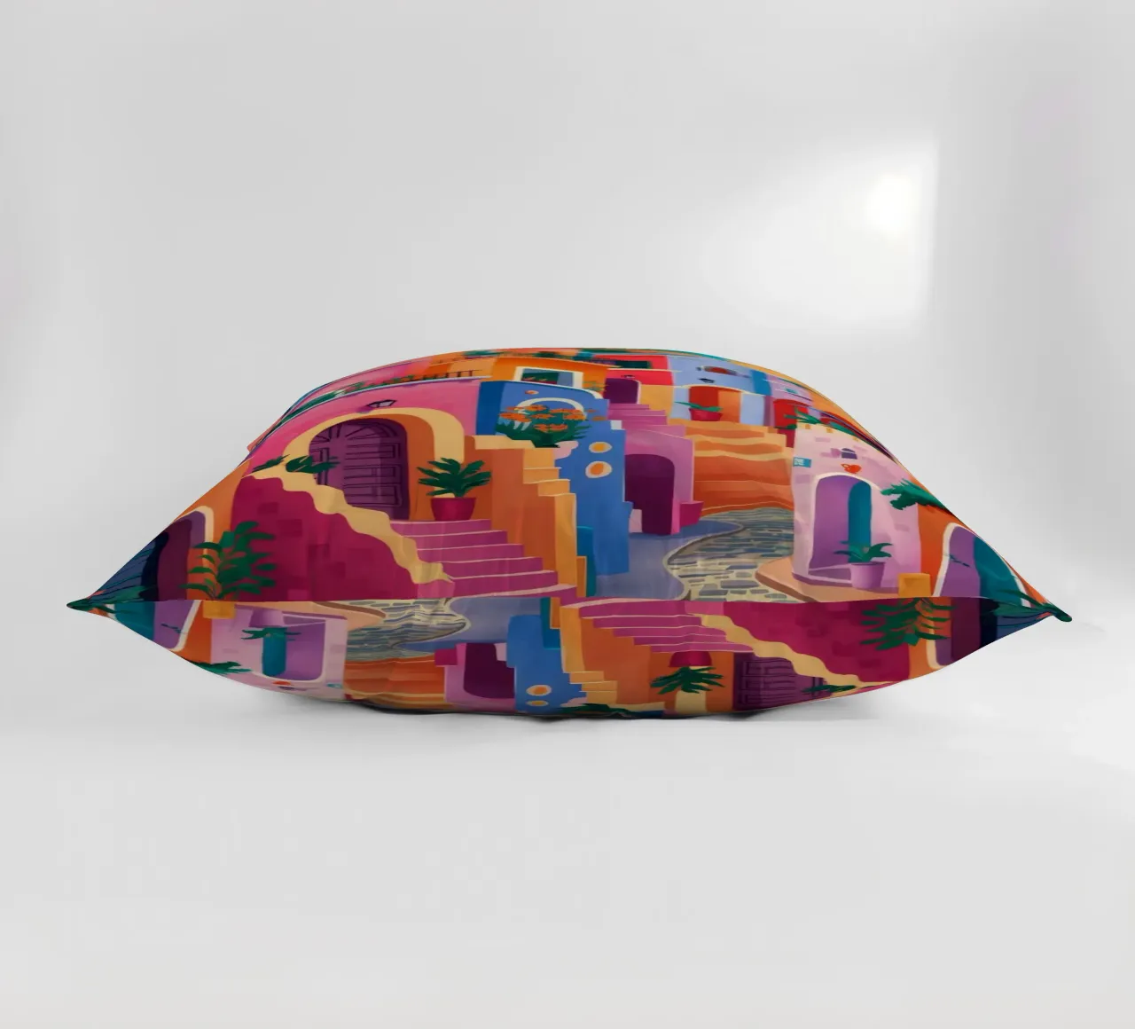 Terracotta Town Steps decorative cushion by Grande Serene