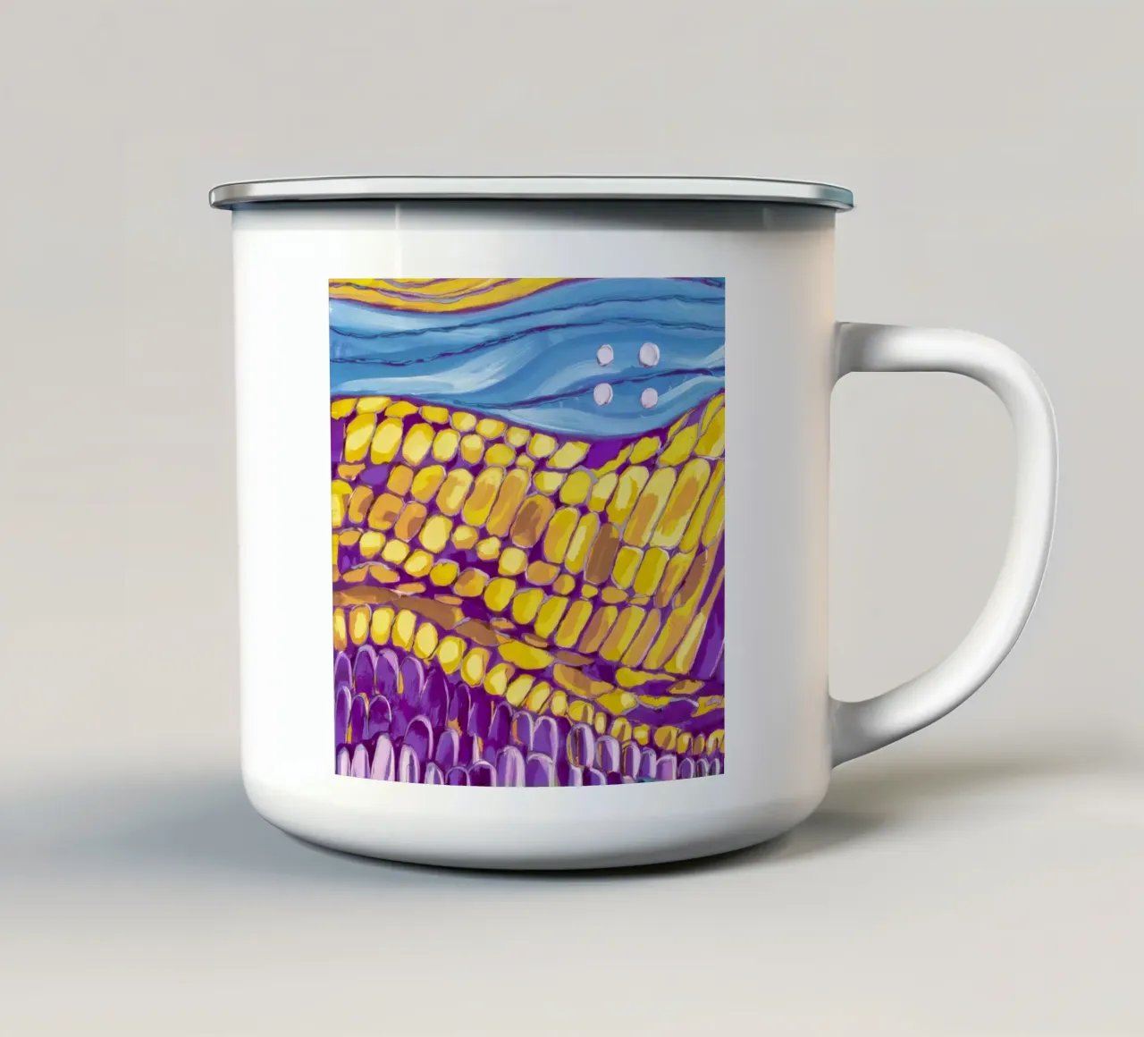 Gouden Oogstgolven emaille mok van Vivid Reverie