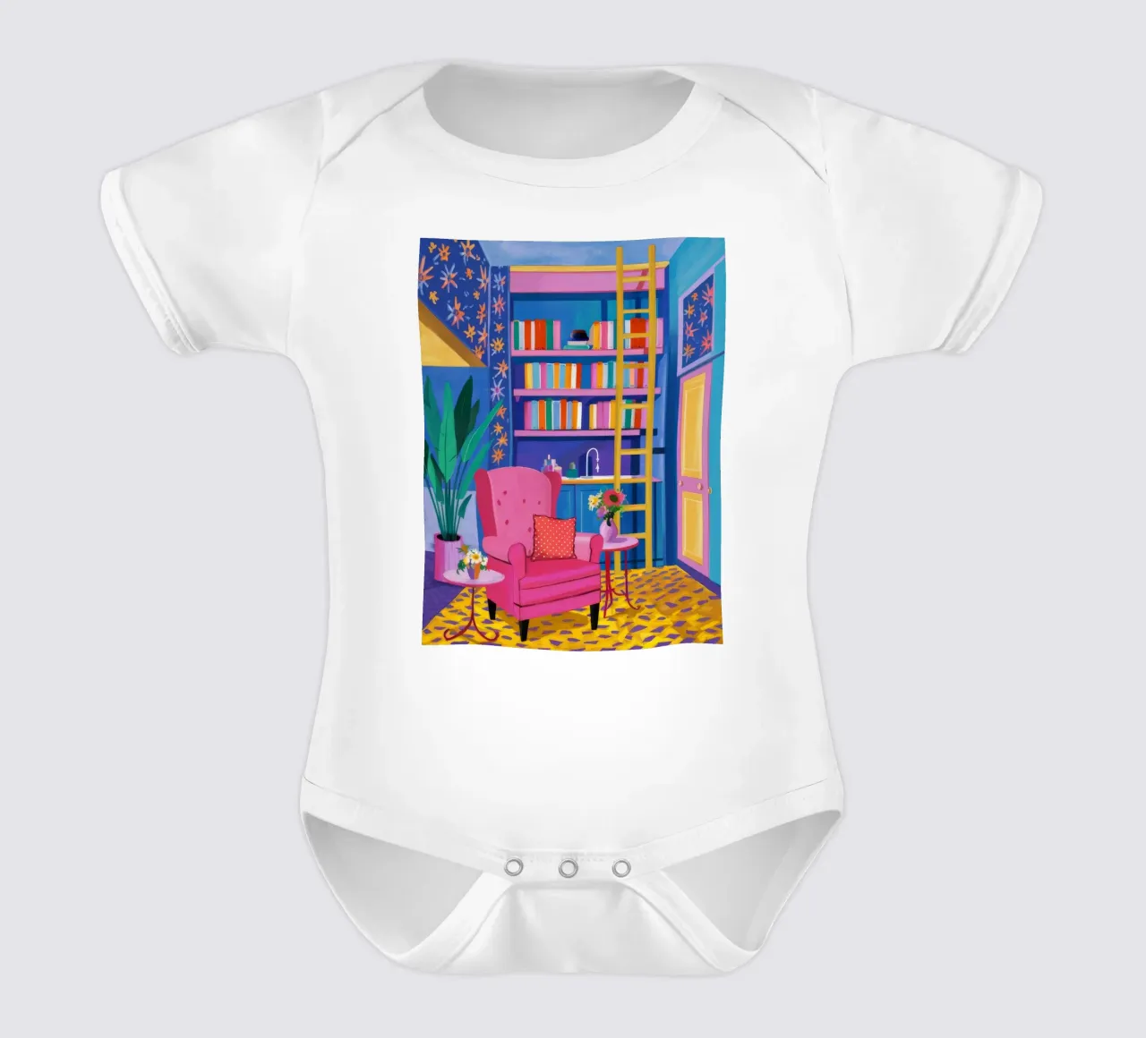 Sedia di velluto Biblioteca body neonato maniche corte da Grande Serene