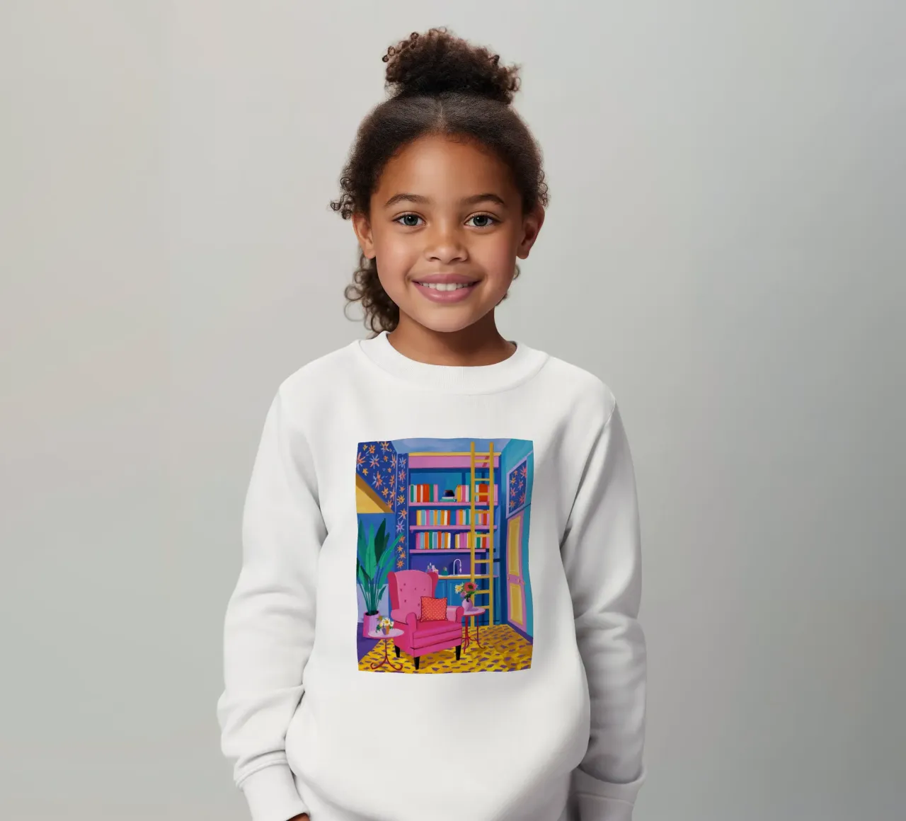 Velvet Chair Library kids sweatshirt by Grande Serene