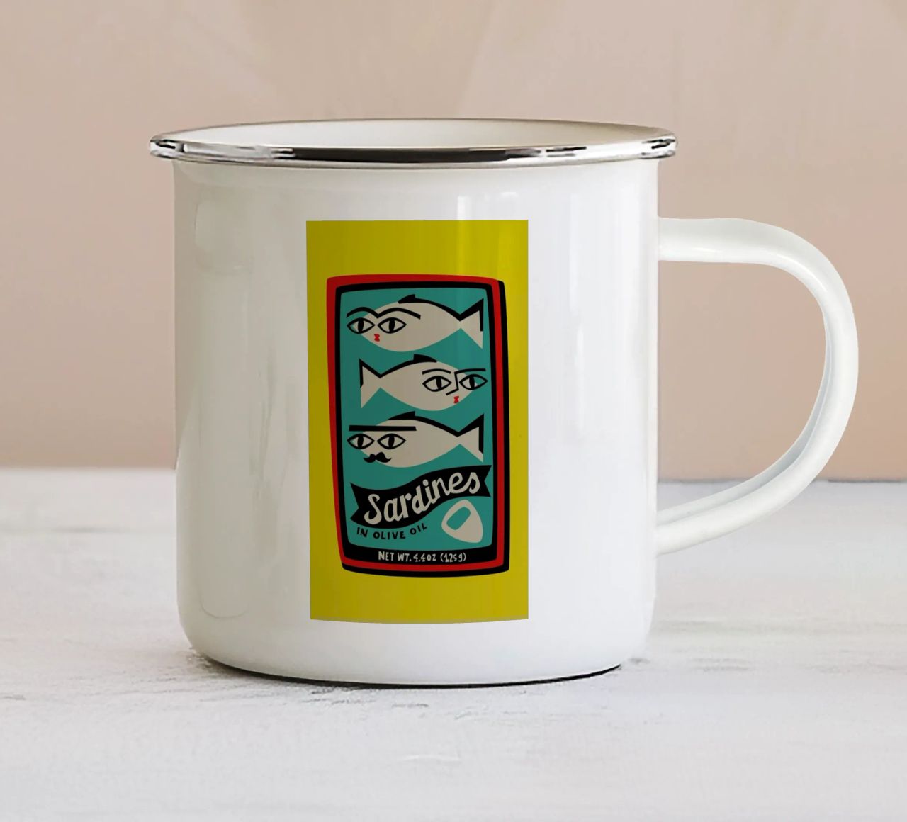 Sardines tazza in smalto da Fox & Velvet