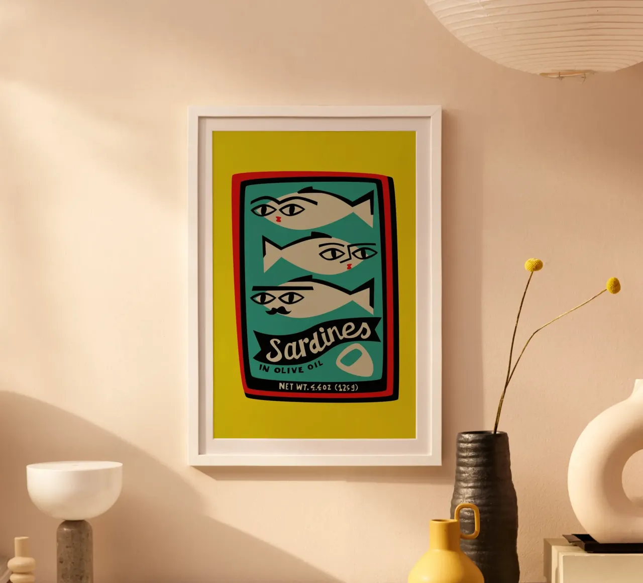 Sardines poster con telaio in alluminio da Fox & Velvet