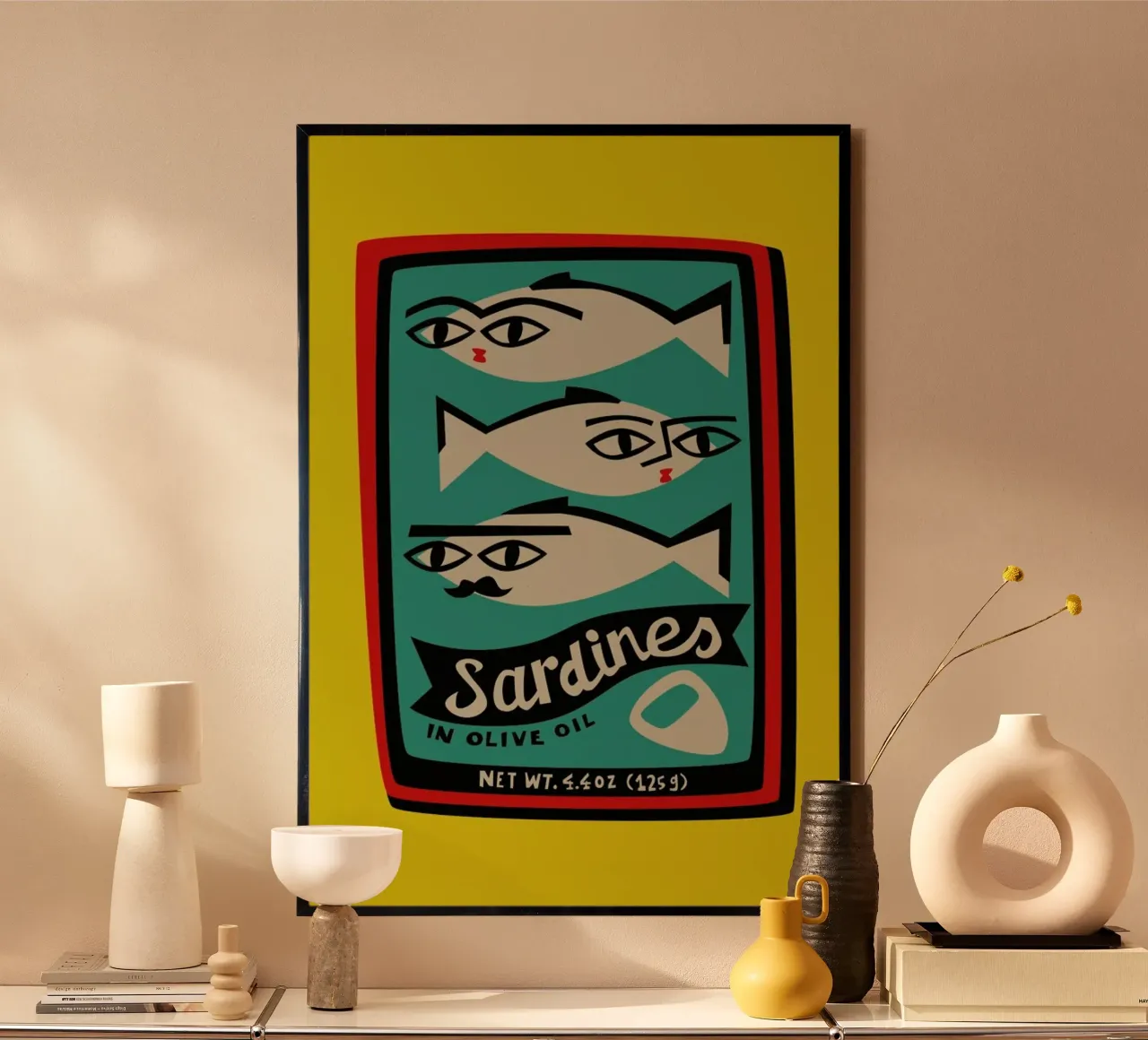 Sardines poster con telaio in alluminio da Fox & Velvet