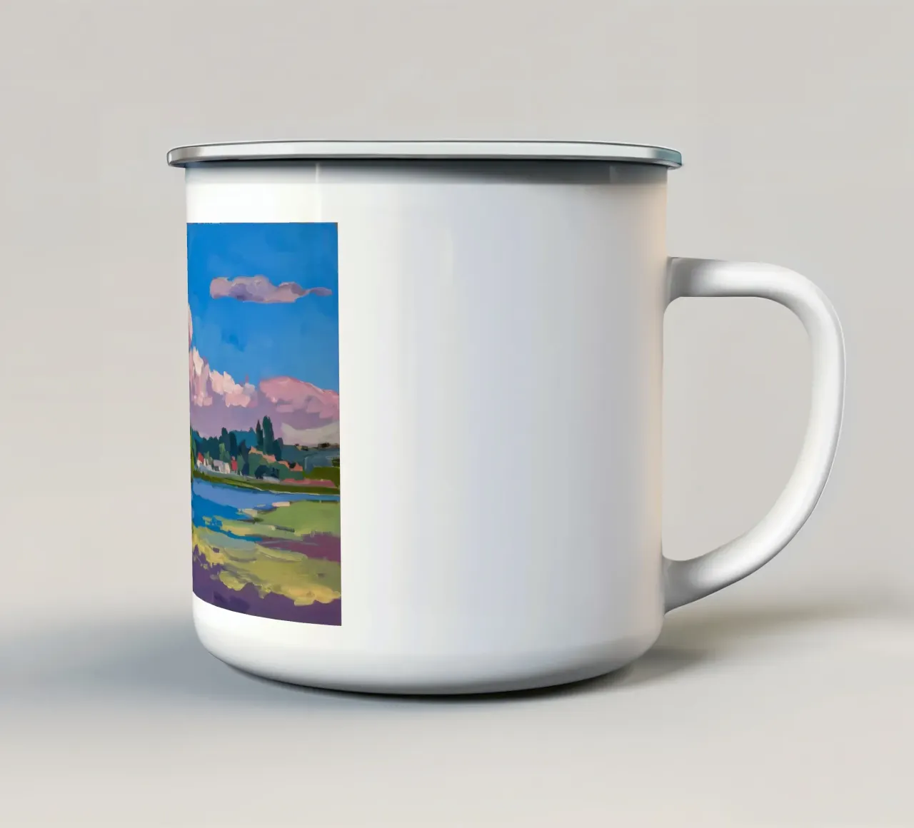 Serenità dei cieli azzurri tazza in smalto da Radiance Landscape