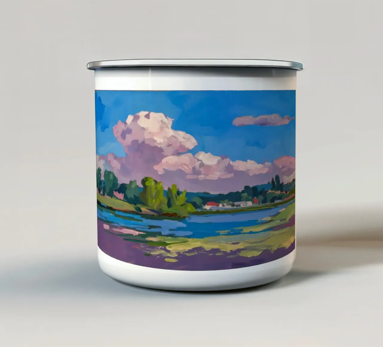 Serenità dei cieli azzurri tazza in smalto da Radiance Landscape