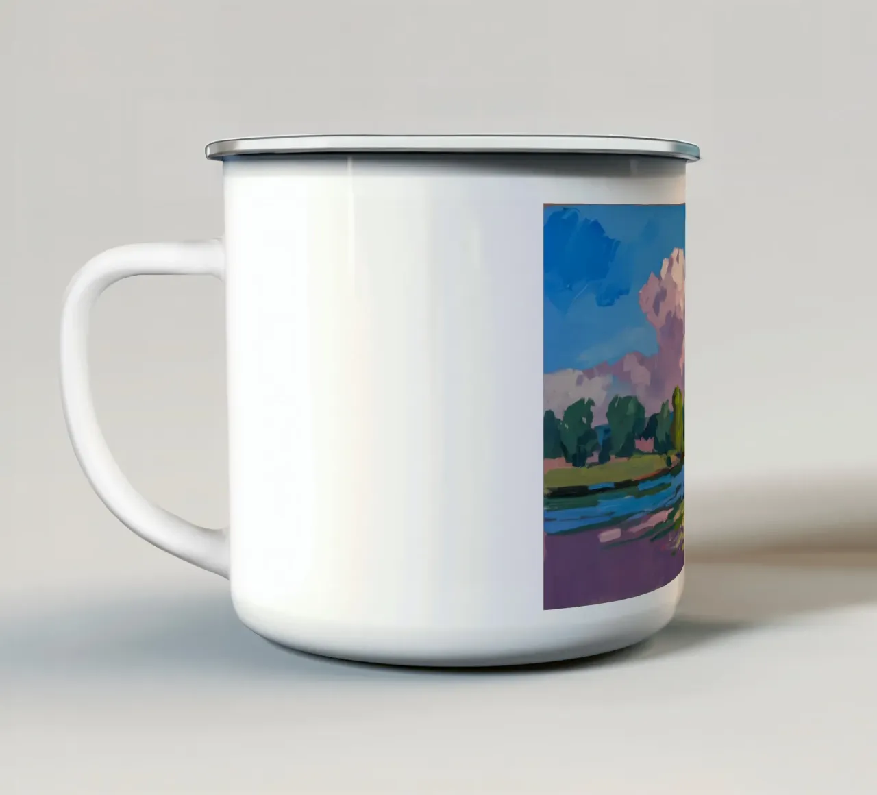 Serenità dei cieli azzurri tazza in smalto da Radiance Landscape