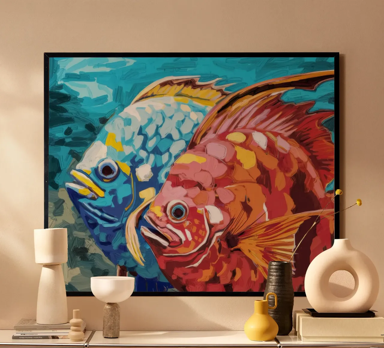 Maestà del corallo azzurro poster con telaio in legno da Vivid Reverie