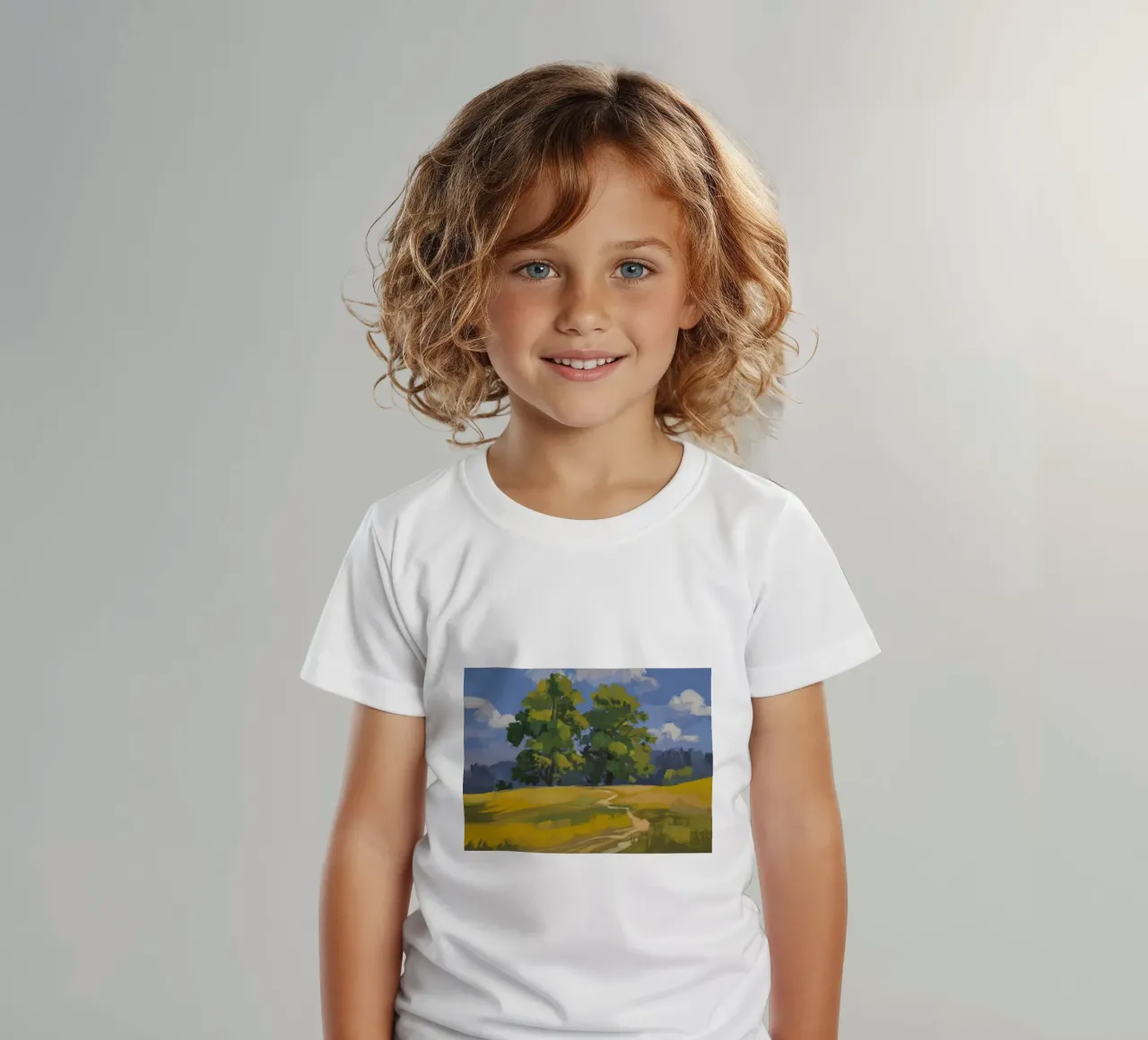 Golden Fields Embrace Kinder T-Shirt von Radiance Landscape