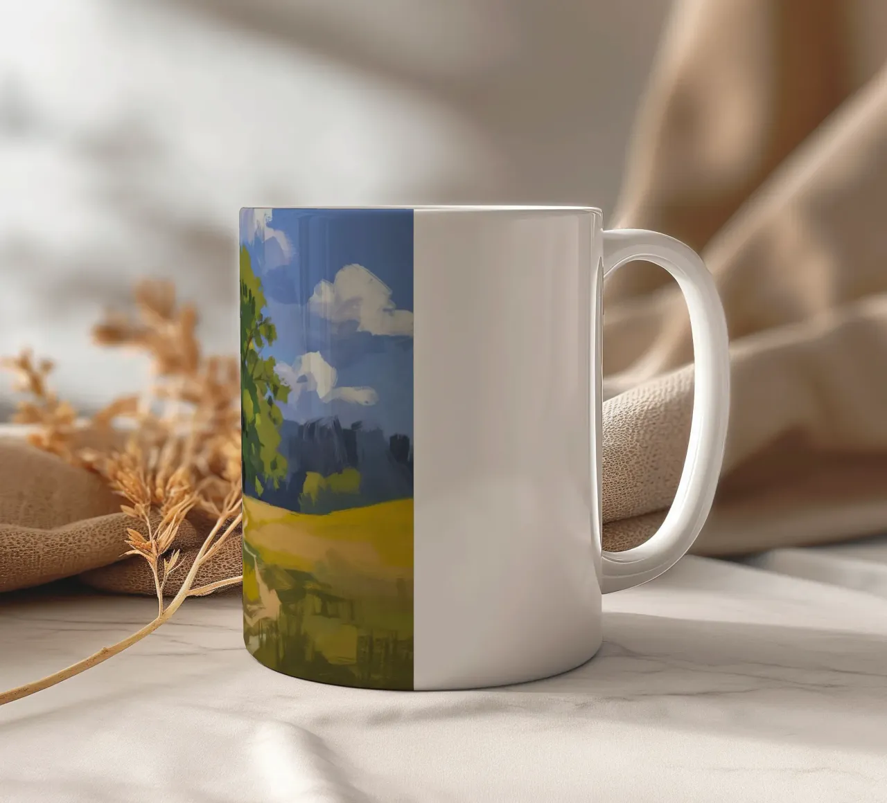 Abbraccio dei campi d'oro tazza in ceramica da Radiance Landscape