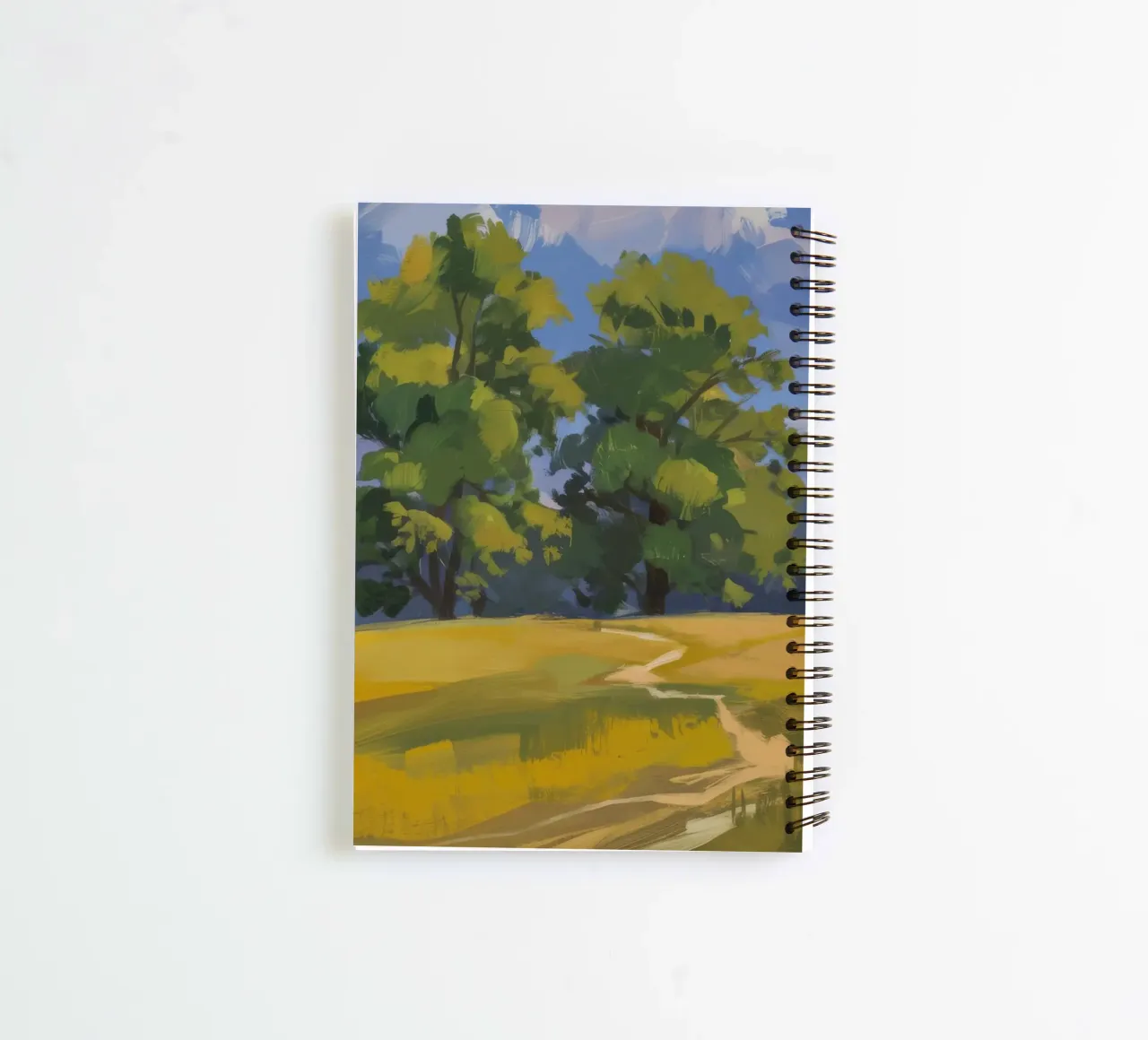 Golden Fields Embrace spiral notebook by Radiance Landscape