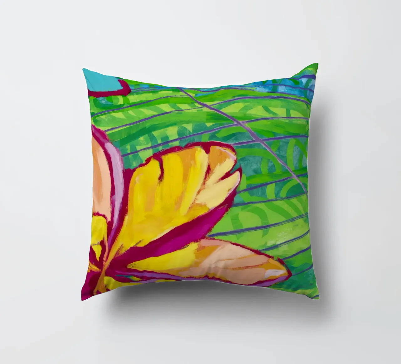 Tropical Bloom Burst decorative cushion by Vivid Reverie