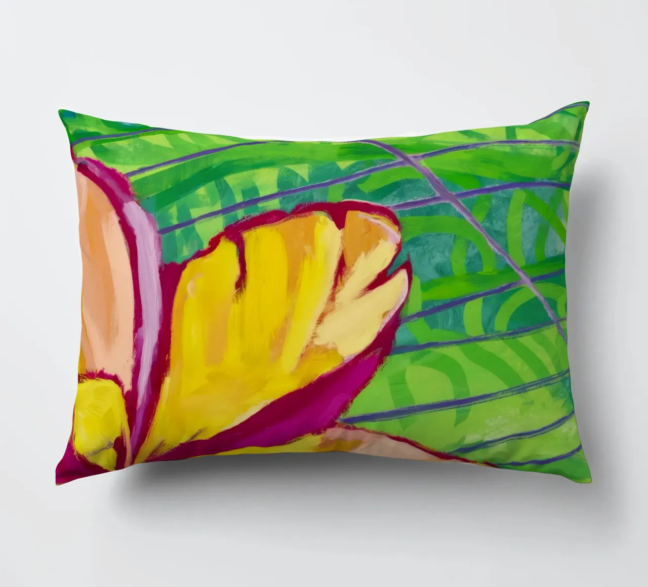 Tropical Bloom Burst decorative cushion by Vivid Reverie