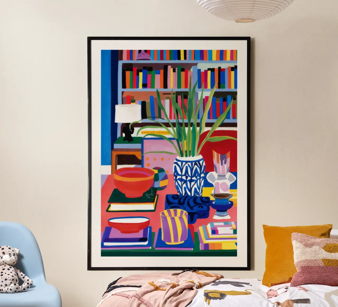 L'angolo del lettore eclettico poster con telaio in legno da Grande Serene