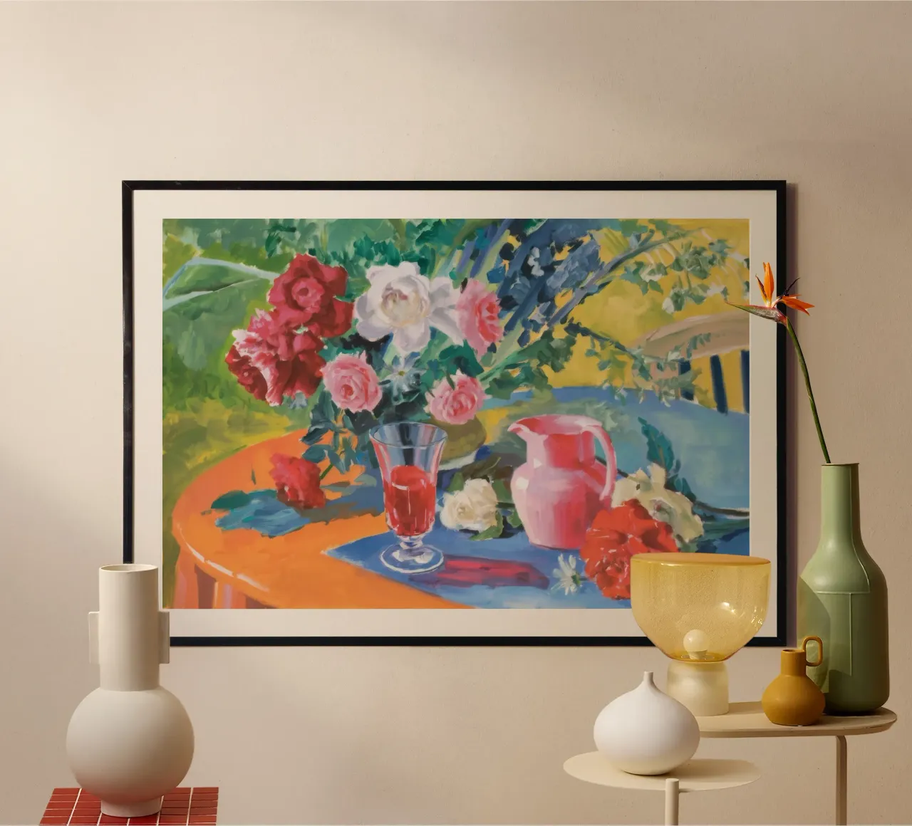 Delizia del giardino cremisi poster con telaio in alluminio da Radiance Landscape