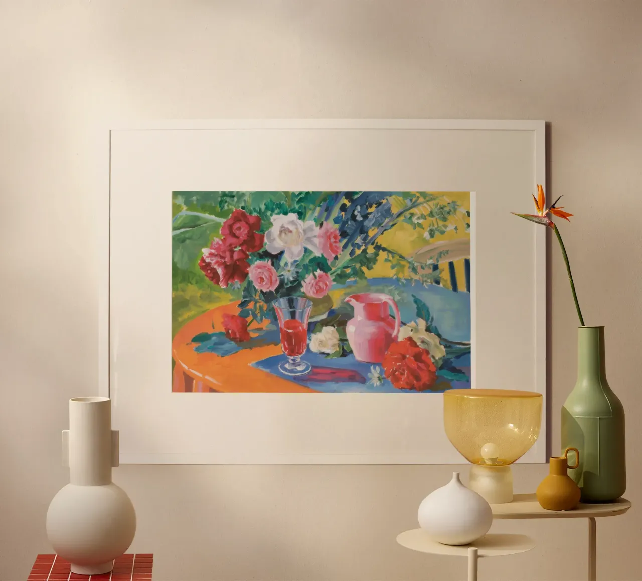 Delizia del giardino cremisi poster con telaio in alluminio da Radiance Landscape