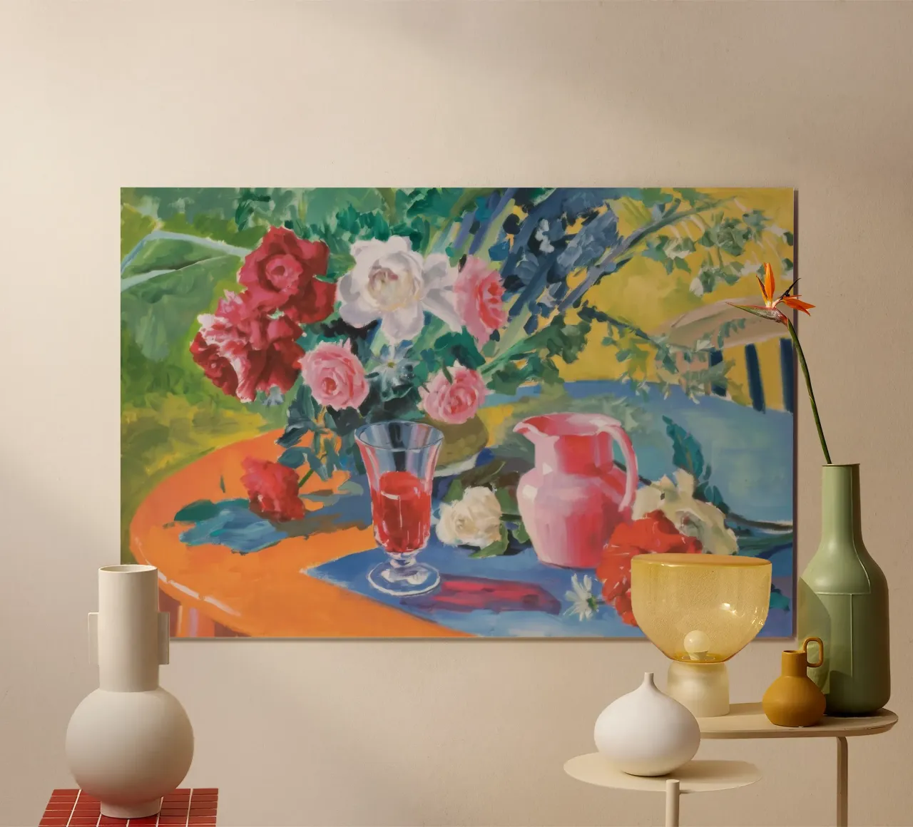 Delizia del giardino cremisi poster con telaio in alluminio da Radiance Landscape