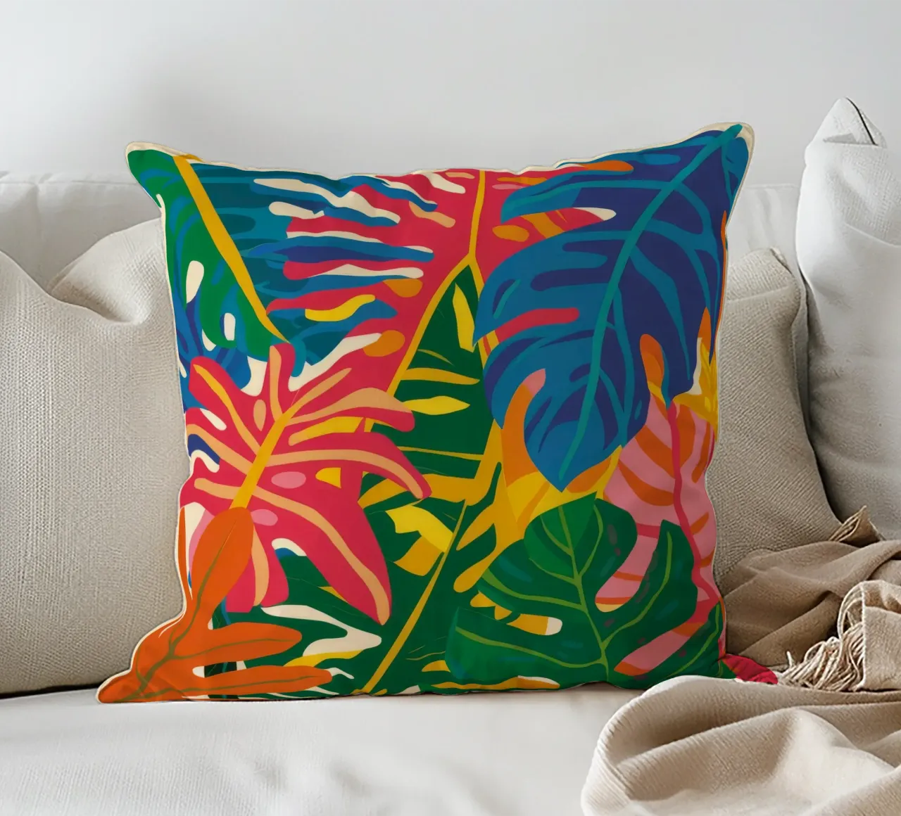 Abstract Leaf Dance decorative cushion by Lumie Layers