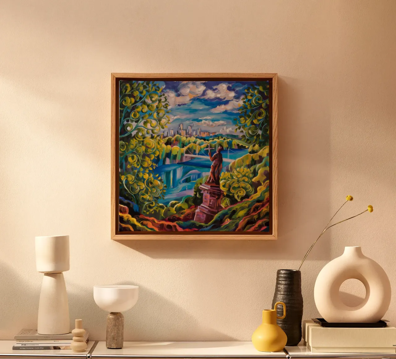 Bridge View Arcadia canvas with Floater frame by Lush Essence
