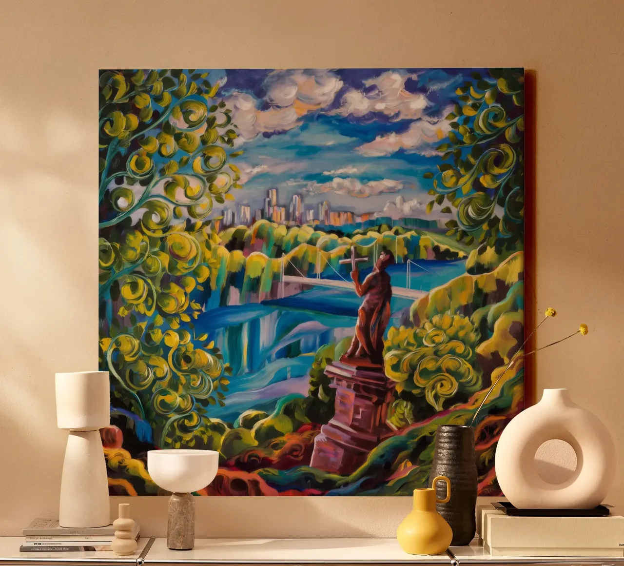 Bridge View Arcadia canvas with Floater frame by Lush Essence