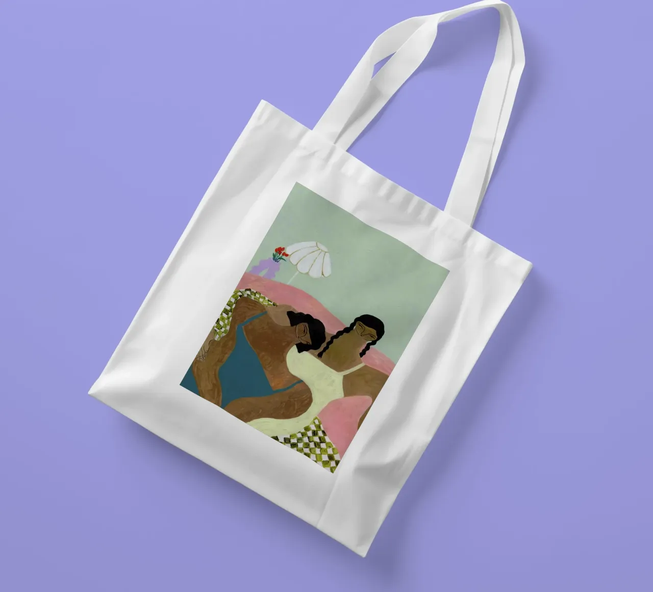 Surrounded by a Blanket borsa in juta da Nudes and Croissants