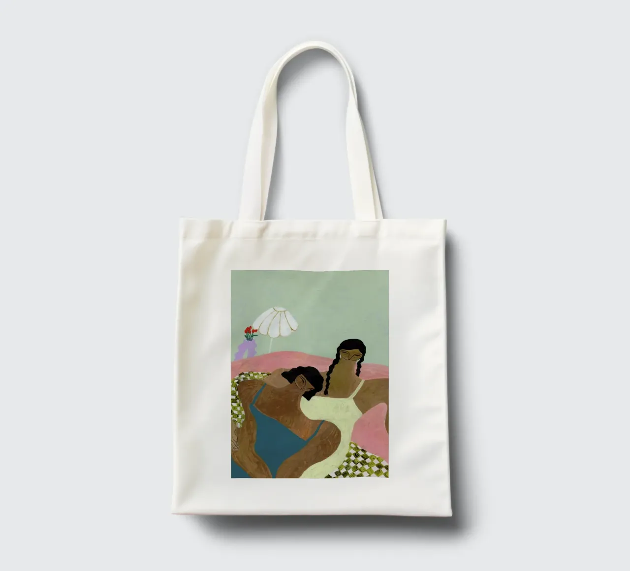Surrounded by a Blanket borsa in juta da Nudes and Croissants