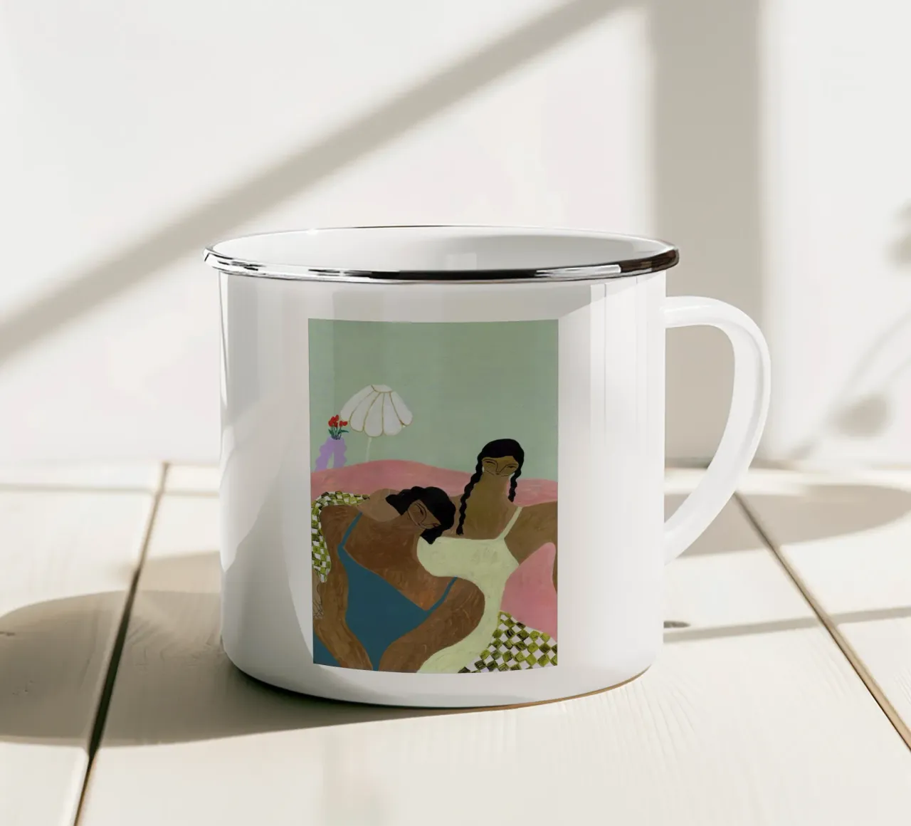 Surrounded by a Blanket tazza in smalto da Nudes and Croissants