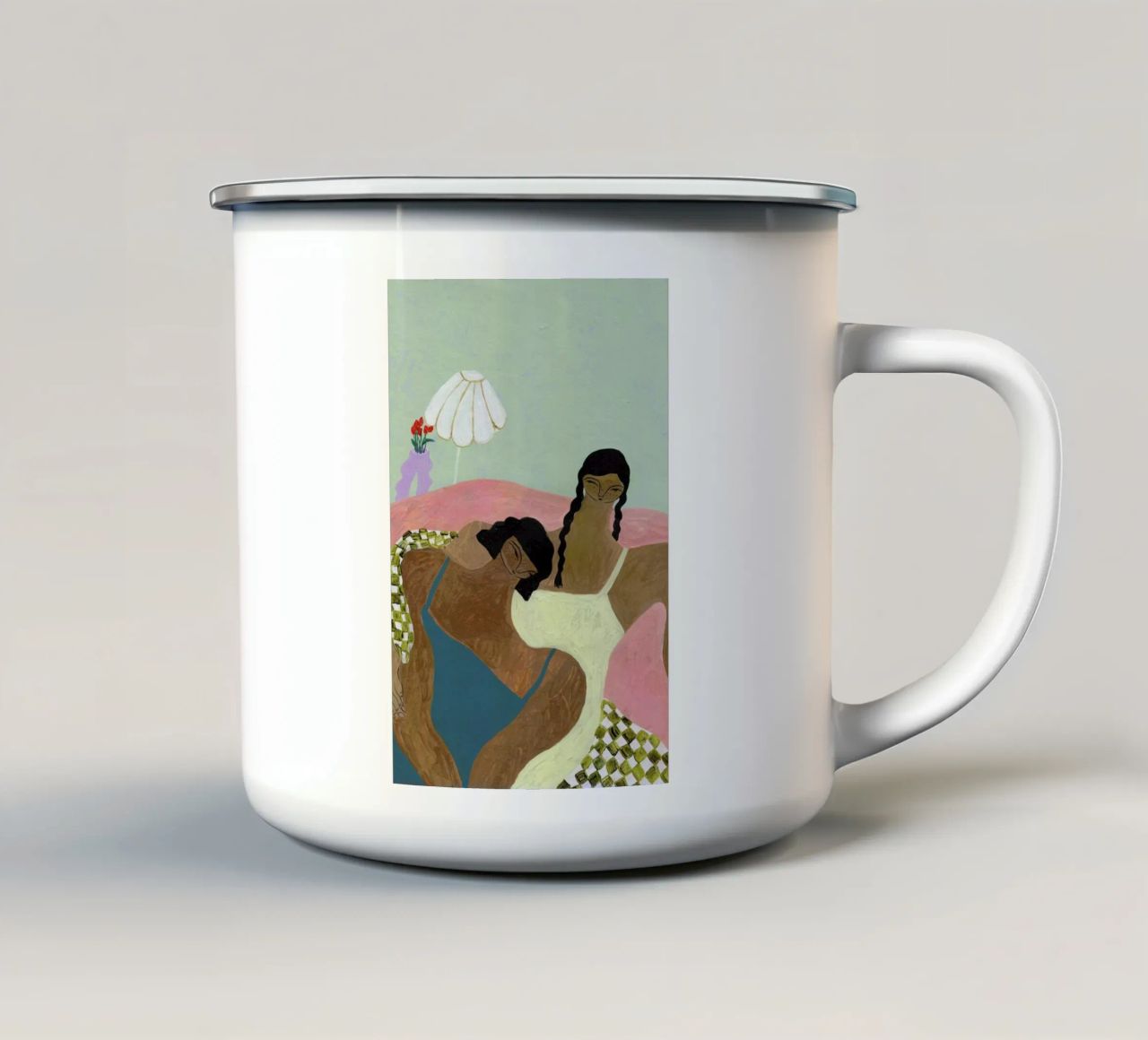 Surrounded by a Blanket tazza in smalto da Nudes and Croissants