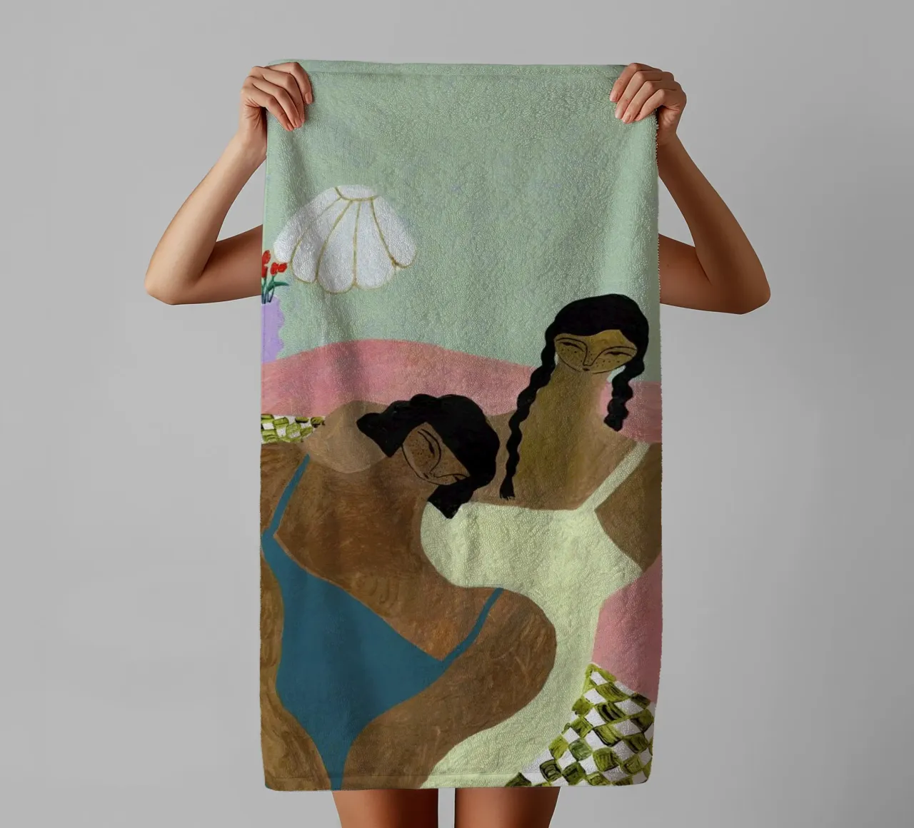 Surrounded by a Blanket asciugamano da bagno da Nudes and Croissants