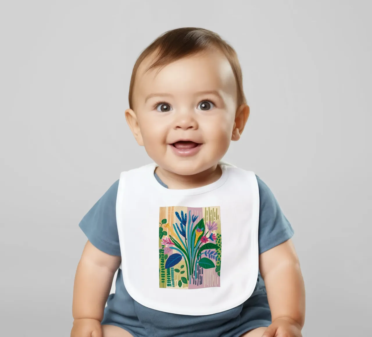 Blue Leaf Serenity baby bib by Grande Serene