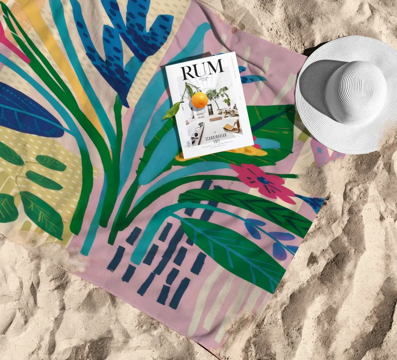 Blue Leaf Serenity beach towel by Grande Serene